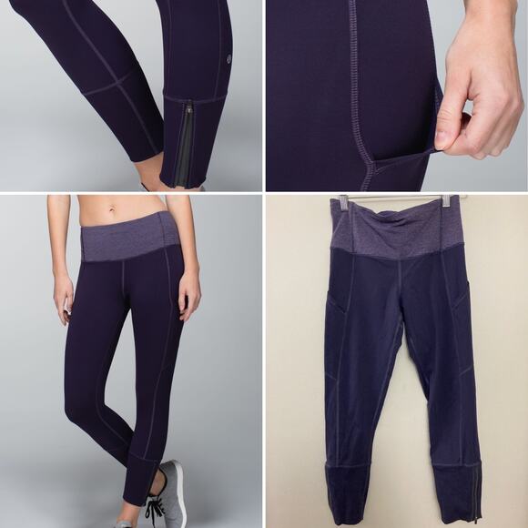 Lululemon Rebel Runner Ankle‎ Crop Plum Athleisure High Rise Pants Legging 6 - Picture 1 of 10